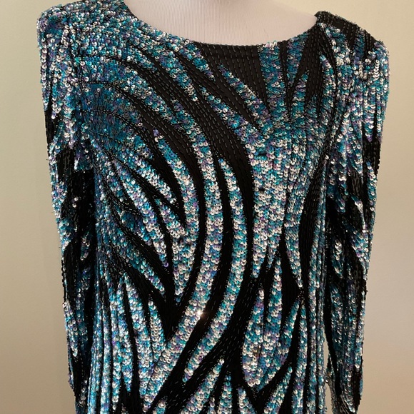 Rare Vintage Oleg Cassini Sequin & Beaded Party Top - Picture 5 of 6